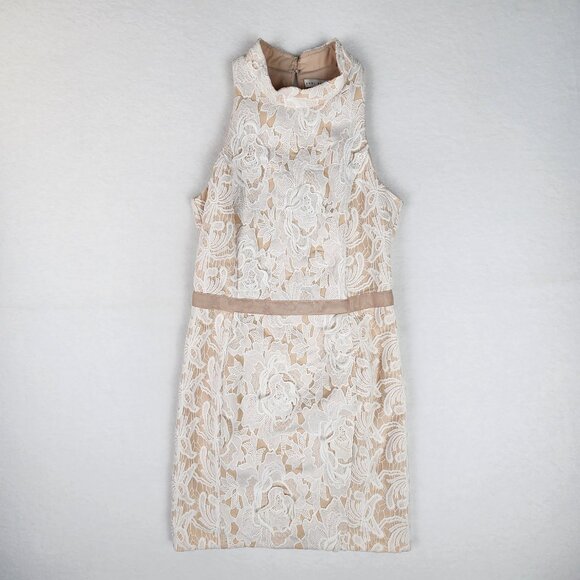 English Factory Floral Lace Mini Dress Size M Cream Nude - Picture 10 of 11